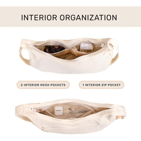 Large Crescent Crossbody Bag Women Leather Water-Resistant Travel Organizer - Picture 2 of 6